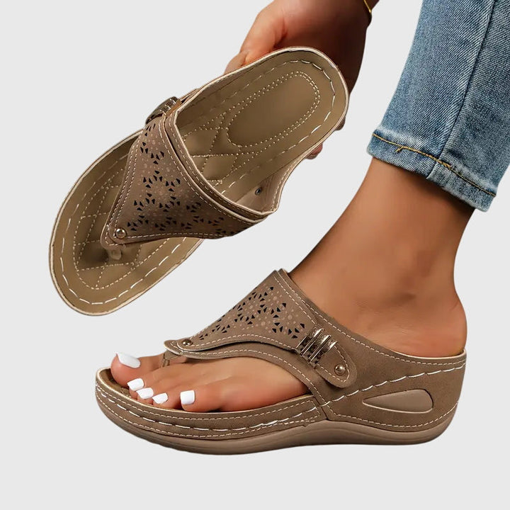 Cora - Women's Slip-On Open Toe Wedge Sandals with Cushioned Insole