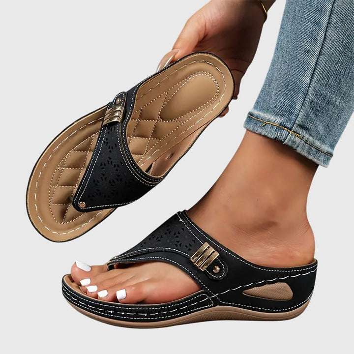 Cora - Women's Slip-On Open Toe Wedge Sandals with Cushioned Insole