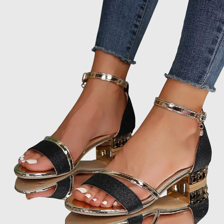Cosima - Women's Ankle Strap Block Heel Open Toe Dress Sandals with Buckle