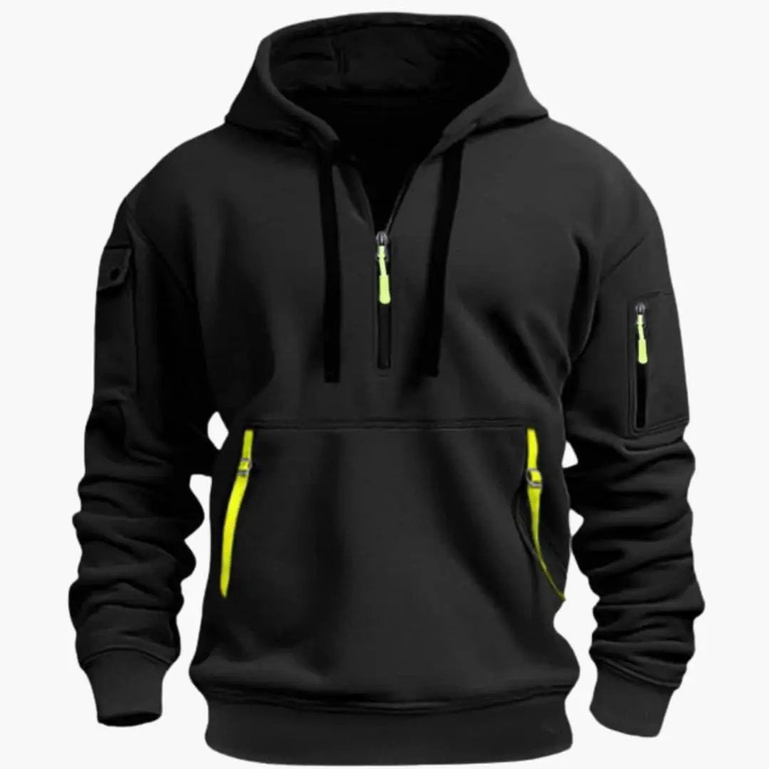 Beckett - Men's Half-Zip Hoodie with Adjustable Hood and Zipped Pockets