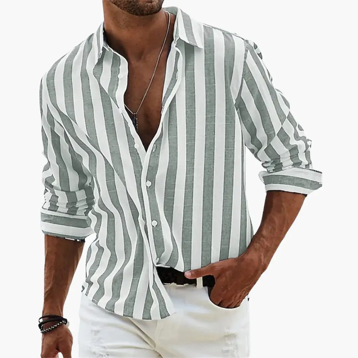 Finn - Men's Striped Lightweight Button-Down Long Sleeve Shirt