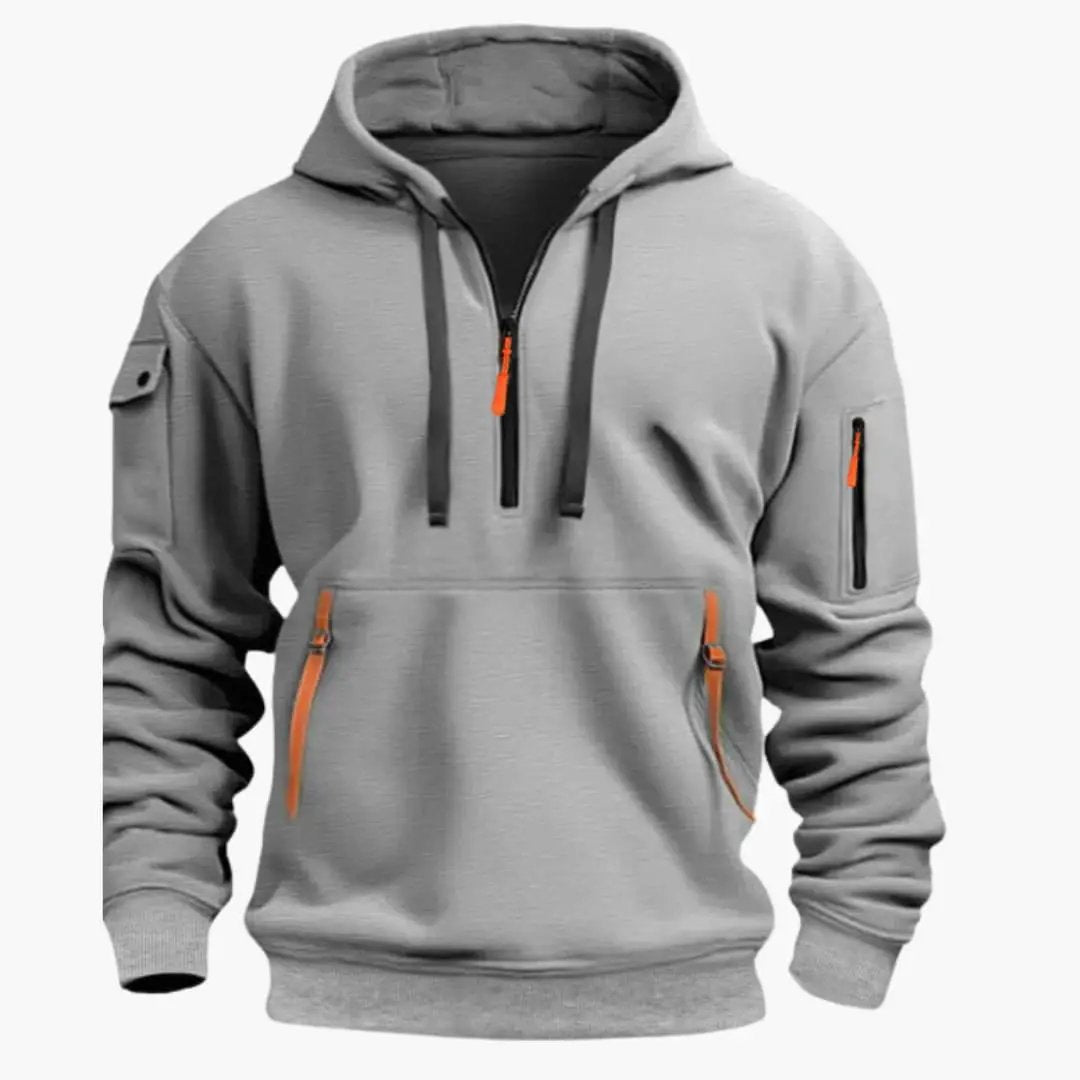 Beckett - Men's Half-Zip Hoodie with Adjustable Hood and Zipped Pockets