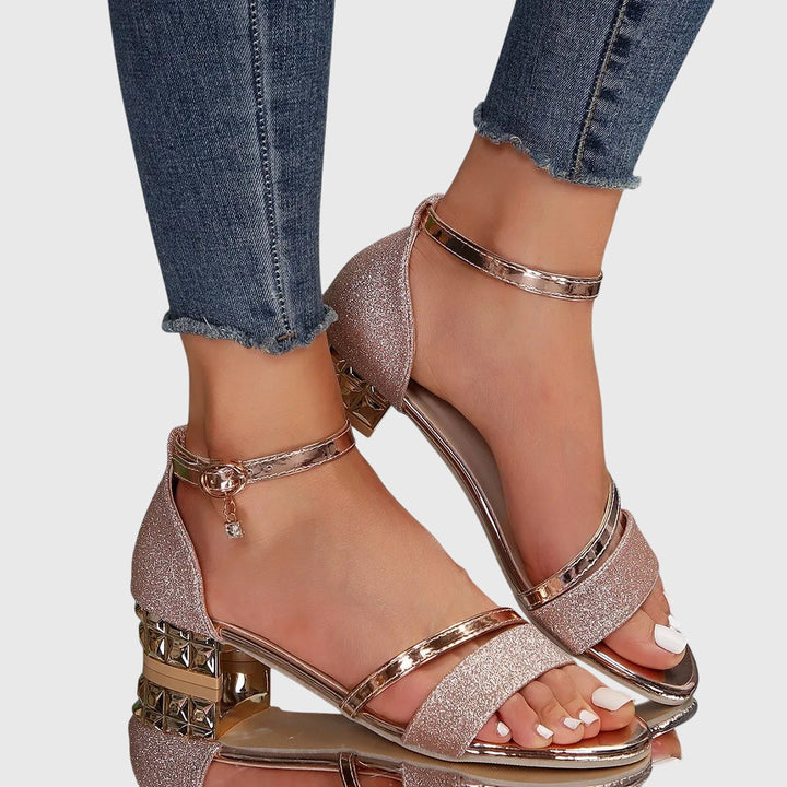 Cosima - Women's Ankle Strap Block Heel Open Toe Dress Sandals with Buckle