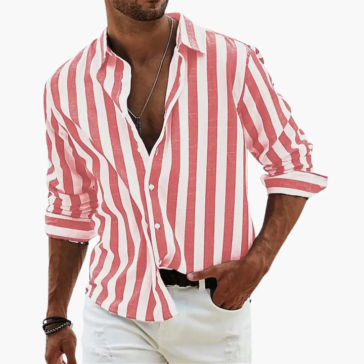 Finn - Men's Striped Lightweight Button-Down Long Sleeve Shirt