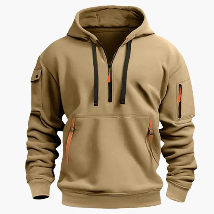 Beckett - Men's Half-Zip Hoodie with Adjustable Hood and Zipped Pockets
