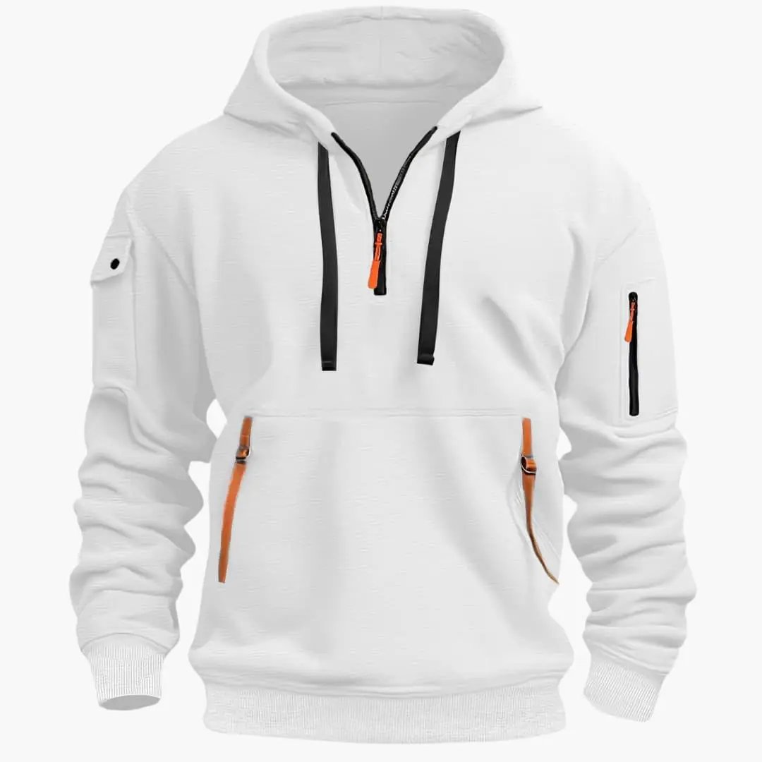 Beckett - Men's Half-Zip Hoodie with Adjustable Hood and Zipped Pockets