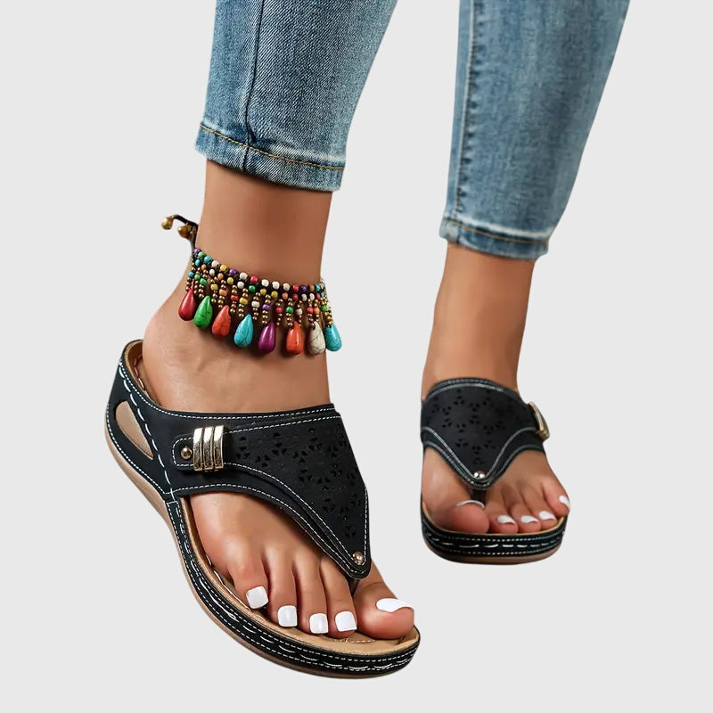 Cora - Women's Slip-On Open Toe Wedge Sandals with Cushioned Insole