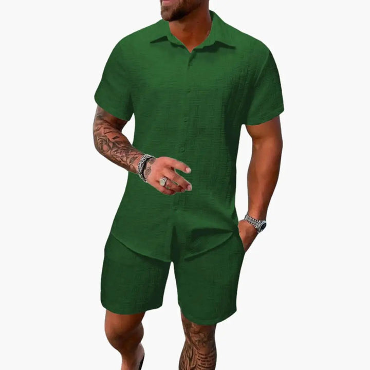 Easton - Men's Cotton Blend Jacquard Short Sleeve Shirt and Shorts Set