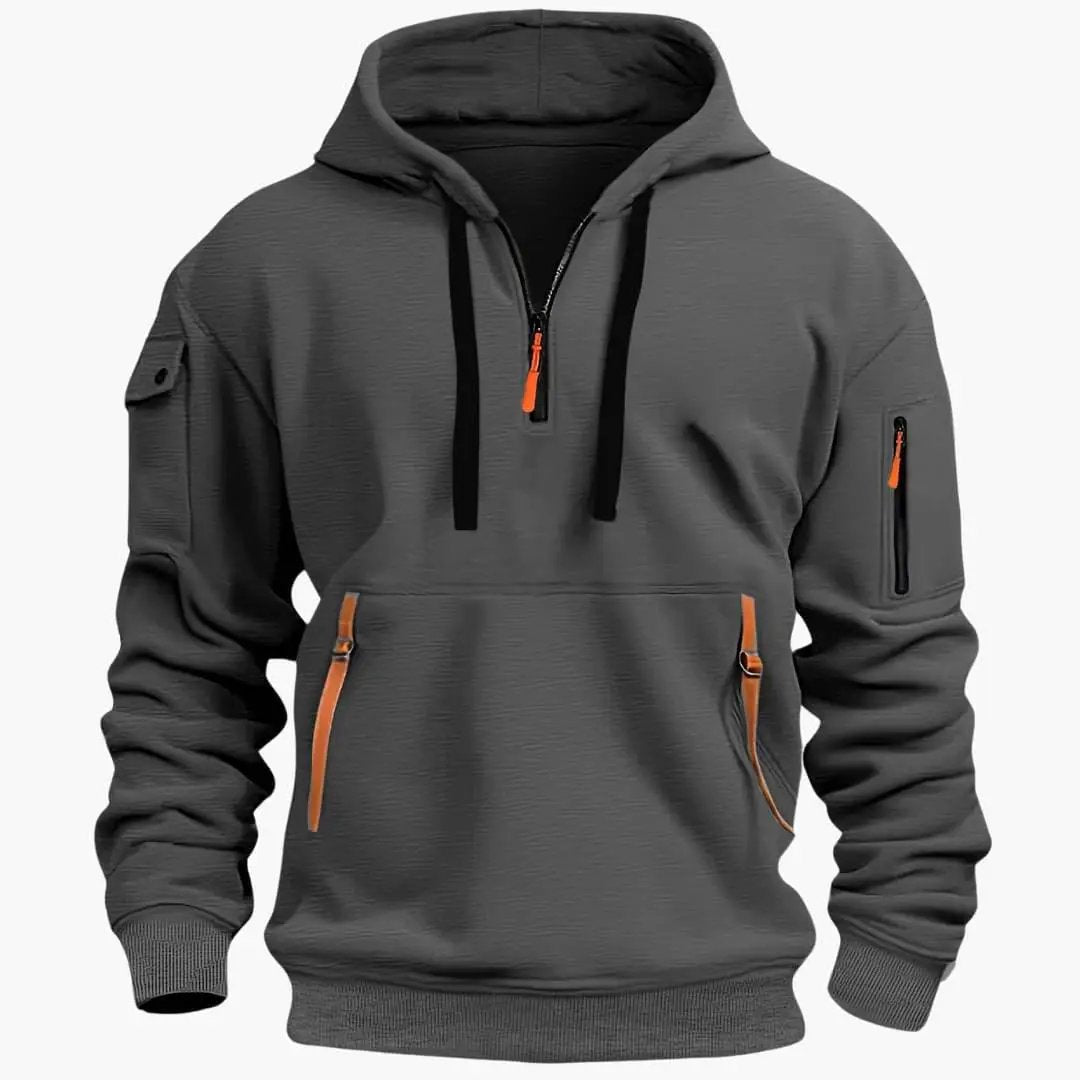 Beckett - Men's Half-Zip Hoodie with Adjustable Hood and Zipped Pockets