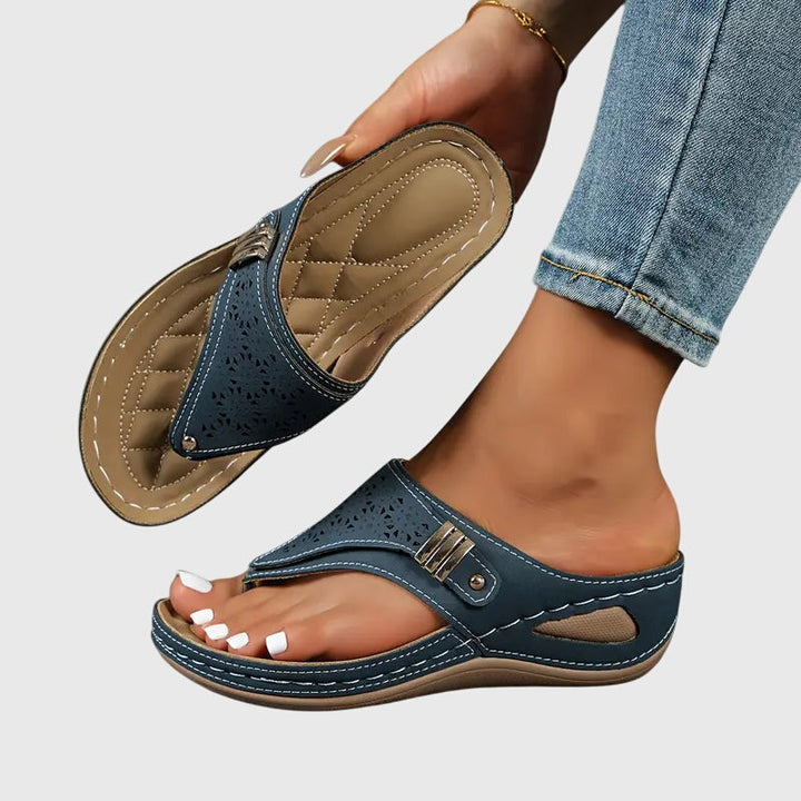 Cora - Women's Slip-On Open Toe Wedge Sandals with Cushioned Insole