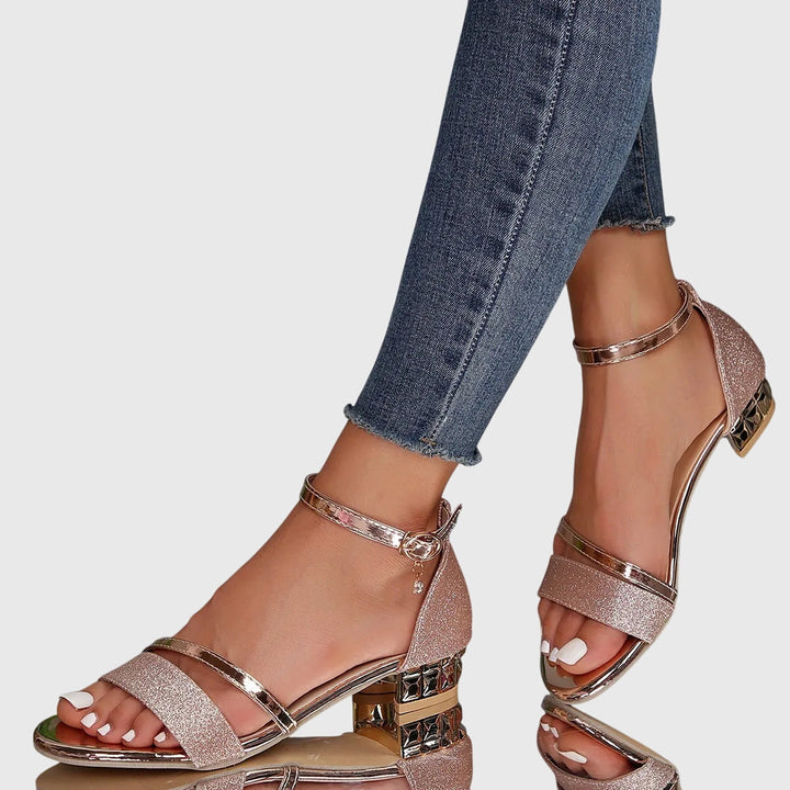 Cosima - Women's Ankle Strap Block Heel Open Toe Dress Sandals with Buckle