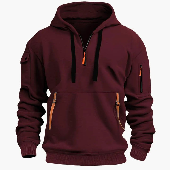 Beckett - Men's Half-Zip Hoodie with Adjustable Hood and Zipped Pockets