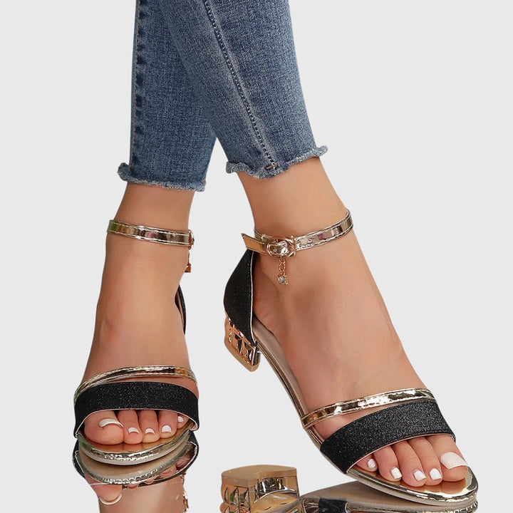 Cosima - Women's Ankle Strap Block Heel Open Toe Dress Sandals with Buckle