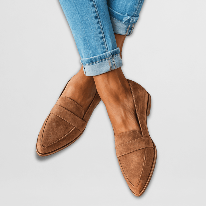 Daisy - Women's Pointed Toe Suede Slip-On Flat Loafers with Cushioned Sole