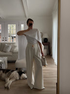 Embellished High-Waist Wide-Leg Pants