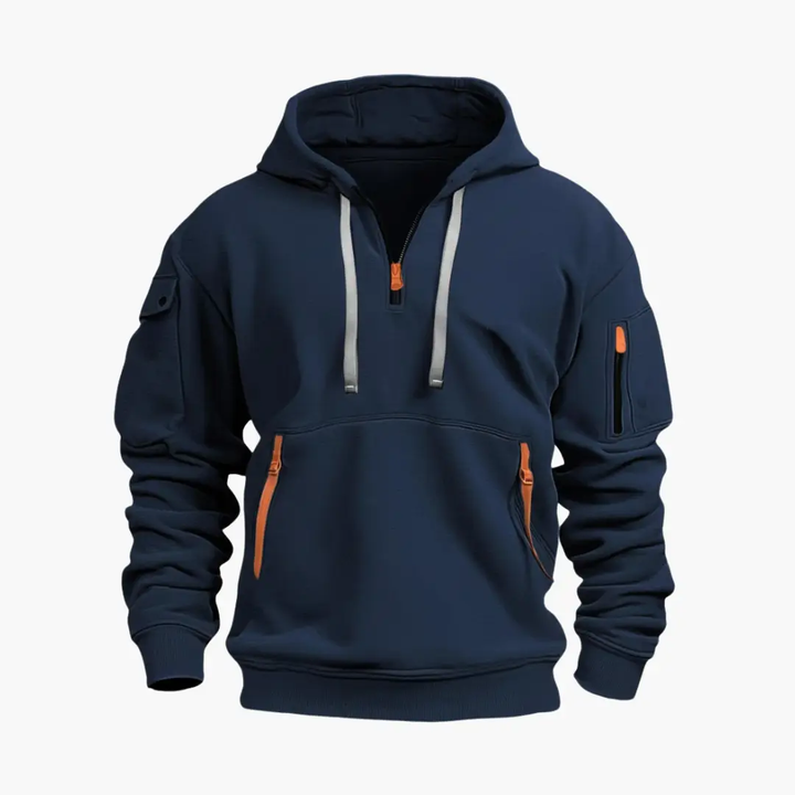 Beckett - Men's Half-Zip Hoodie with Adjustable Hood and Zipped Pockets