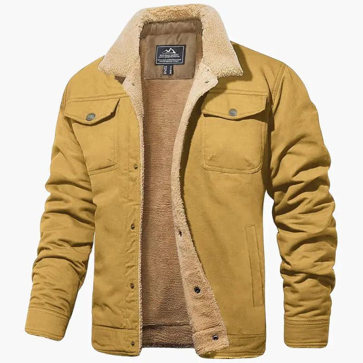 Caleb - Men's Sherpa-Lined Button Front Trucker Jacket with Pockets