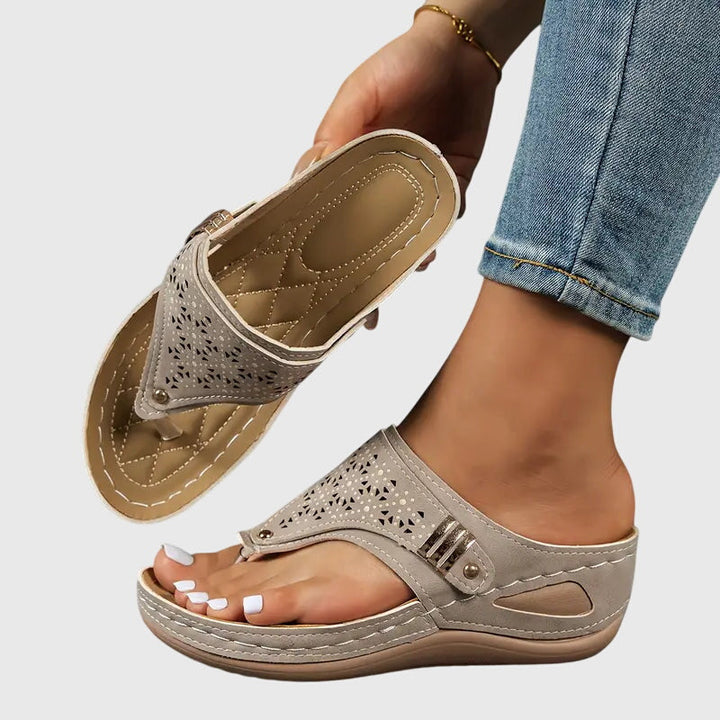 Cora - Women's Slip-On Open Toe Wedge Sandals with Cushioned Insole