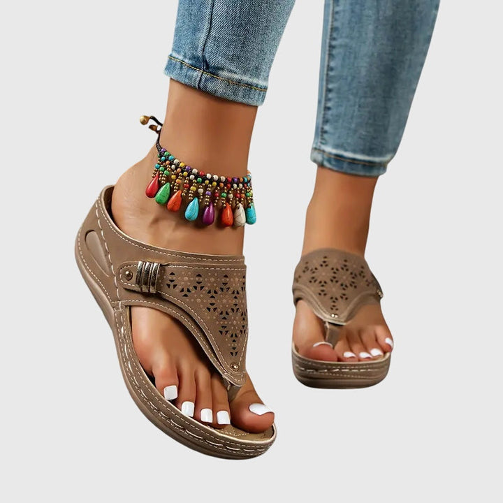 Cora - Women's Slip-On Open Toe Wedge Sandals with Cushioned Insole