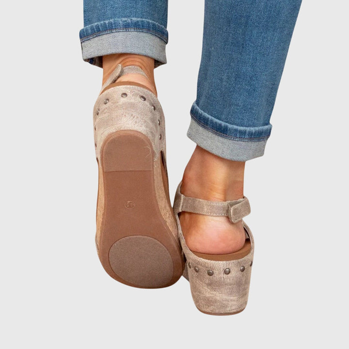 Cecelia - Women's Slingback Peep Toe Wedge Platform Sandals with Buckle