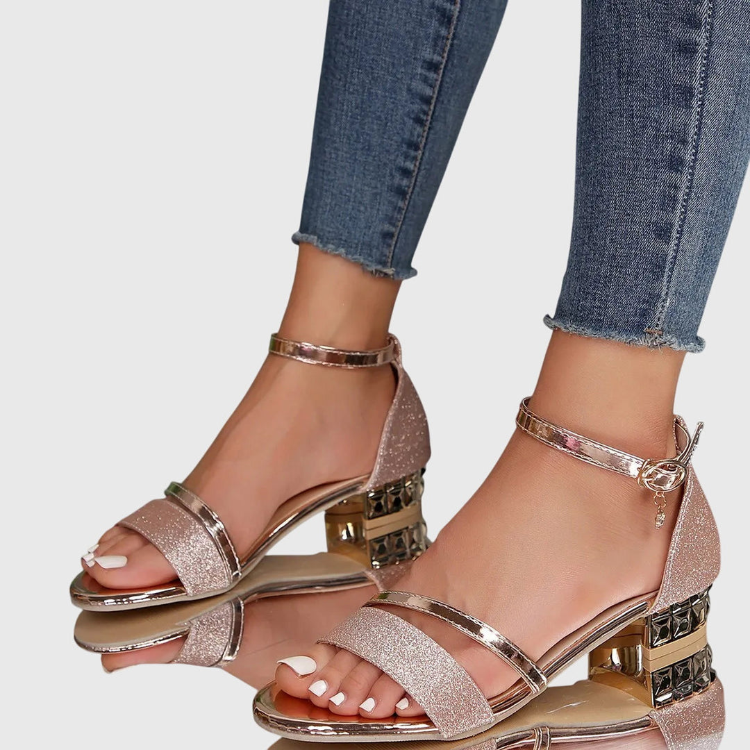 Cosima - Women's Ankle Strap Block Heel Open Toe Dress Sandals with Buckle