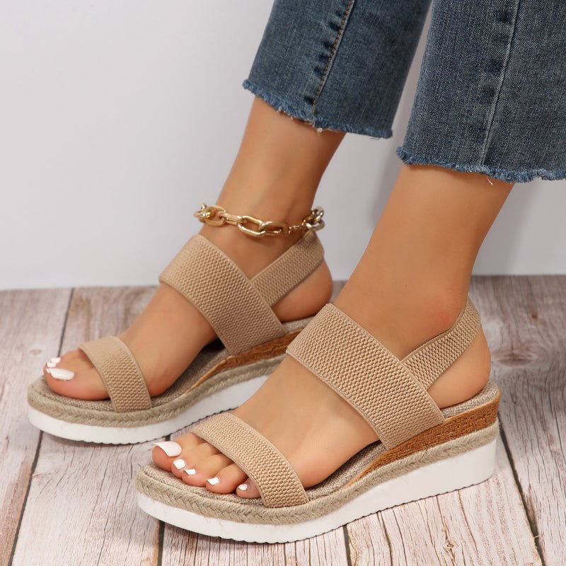 Cordelia - Women's Vegan Slip-On Open Toe Platform Wedge Sport Sandals