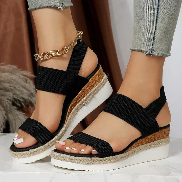 Cordelia - Women's Vegan Slip-On Open Toe Platform Wedge Sport Sandals