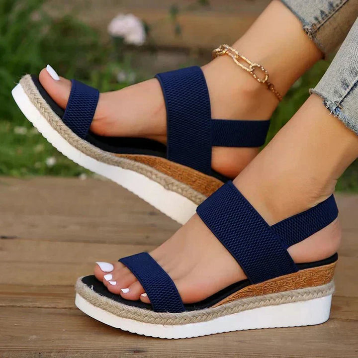 Cordelia - Women's Vegan Slip-On Open Toe Platform Wedge Sport Sandals