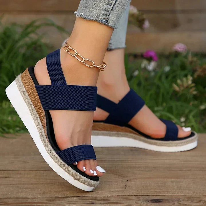 Cordelia - Women's Vegan Slip-On Open Toe Platform Wedge Sport Sandals
