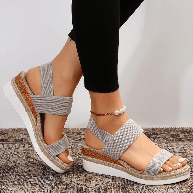 Cordelia - Women's Vegan Slip-On Open Toe Platform Wedge Sport Sandals