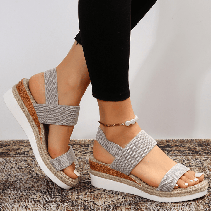 Cordelia - Women's Vegan Slip-On Open Toe Platform Wedge Sport Sandals