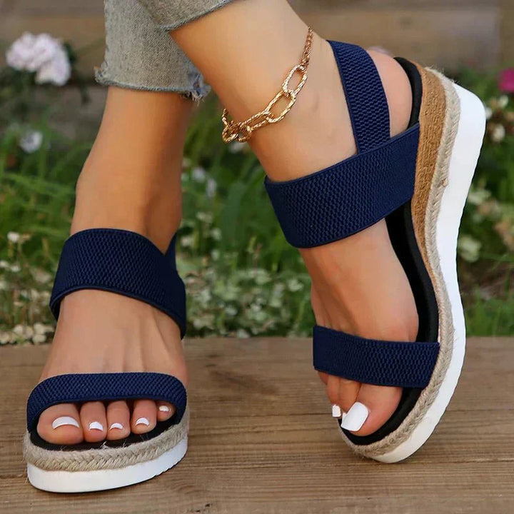 Cordelia - Women's Vegan Slip-On Open Toe Platform Wedge Sport Sandals