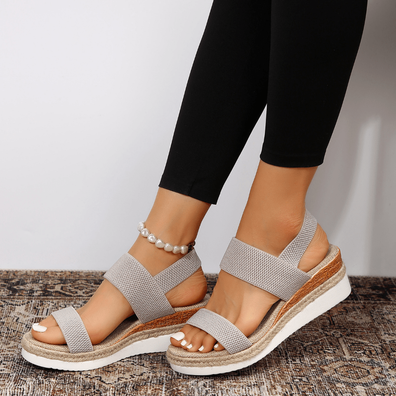 Cordelia - Women's Vegan Slip-On Open Toe Platform Wedge Sport Sandals