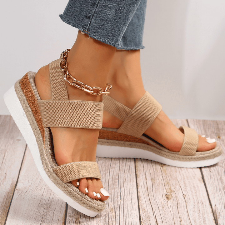 Cordelia - Women's Vegan Slip-On Open Toe Platform Wedge Sport Sandals